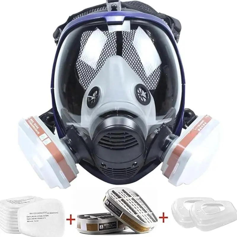 17 in 1 Full Face Respirator, Respirator Mask, Reusable Protective Face Cover with Adjustable Strap Widely Used in Organic Gas, Anti-Dust, Paint Sprayer, Chemical, Woodworking (Eye Protection)