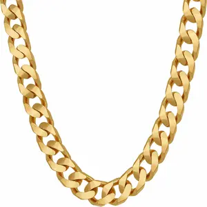 LIFETIME JEWELRY 8mm Cuban Curb Link Chain Necklaces for Women & Men 24k Gold Plated (16 inches)