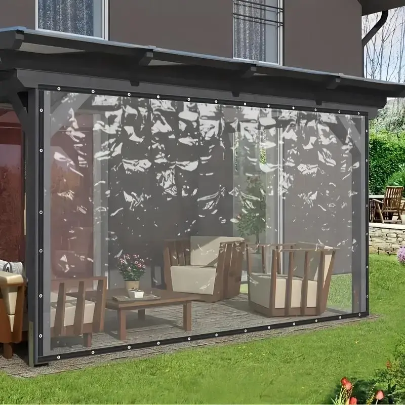 7*10FT Clear Tarps with Grommets ,Heavy Duty Waterproof Tarp Cover,Transparent Polyethylene Vinyl Tarpaulin for Outdoor,Plant,Garden Rain Tent（1pcs/2pcs/4pcs）