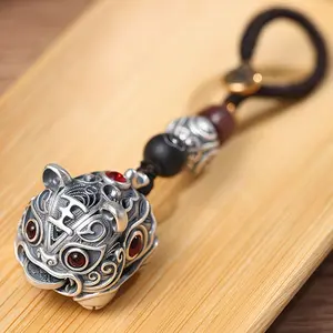 Fortune Charm Keychain with Tiger Pendant, Chinese Zodiac Design, Unisex Key Ring, Perfect Gift for Men and Women, Stylish Accessory