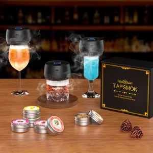 Tapsmok Electric Cocktail Smoker Kit – 6 Wood Chip Flavors for Whiskey, Bourbon & Old Fashioned, Portable Smoke Infuser Machine for Food, Drinks & Gifts