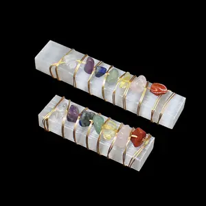 7 Chakra Selenite Healing Crystal Healing Gorgeous Stone Bead Beads Gemstone Jewelry Energy Healing Love Girlfriend Boyfriend Souvenir Valentine Father Mother Anniversary New Year Christmas Halloween Birthday Gift