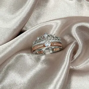 Crown Zircon Two in One Adjustable Ring for Women Personalized Jewelry Gift