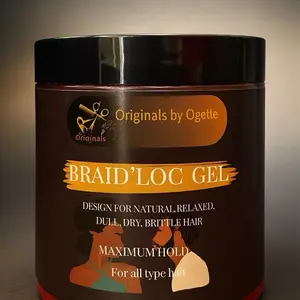 Ogette Braid and Loc Gel for Natural and Relaxed Hair with Aloe Vera, Cucumber Extract, Lemon Grass Extract, and Castor Oil