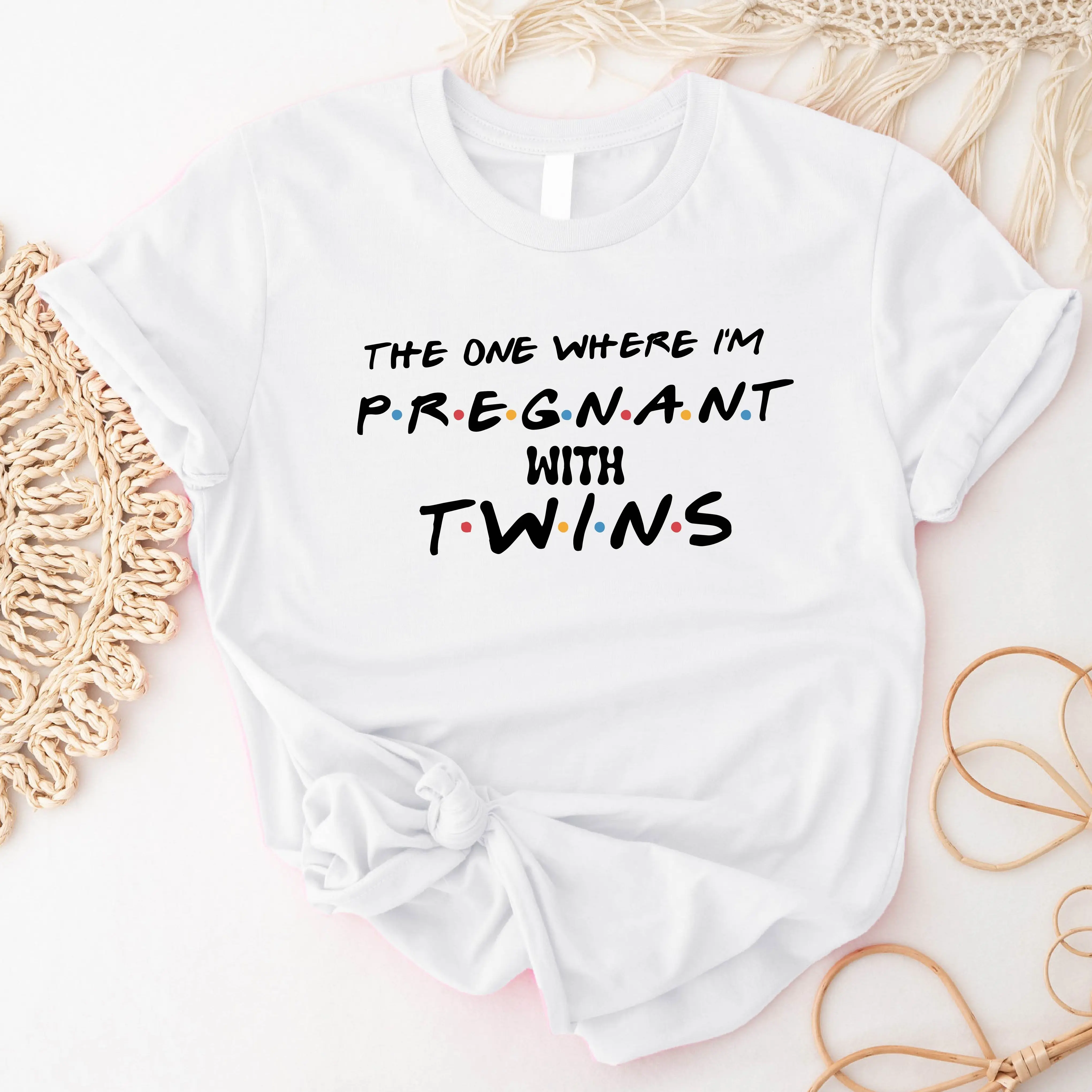 The One Where I'm Pregnant With Twins T-shirt, Pregnancy Reveal Shirt, Twins Announcement Tee, Maternity T-shirt, Baby Shower Party Shirt, Expectant Mom Gift
