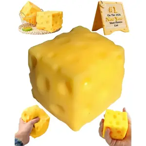 Squashy Cheese Block Yellow, moldable fidget ToywithSqueeze Feature, Ideal for Play and RelaxationReboundingSensory Toy Helps Relax & Focus, SensoryCheese for Kids& Adults, TPR Material