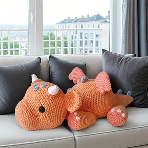 of Flame Mountain Fire Dragon Crochet Material Pack, creative crochet DIY, with high-definition graphic and text tutorials, beginner-friendly and handicrafts, including a full set of tools (crochet + exclusive color-matched yarn + accessories), best frien