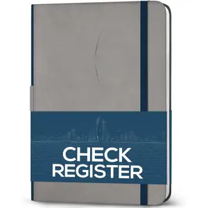 Check Register - Accounting Ledger Log Book for Income & Expenses - Transaction Checkbook for Small Business - Checking Account Notebook for Financial Transactions - A5, Hardcover, Gray