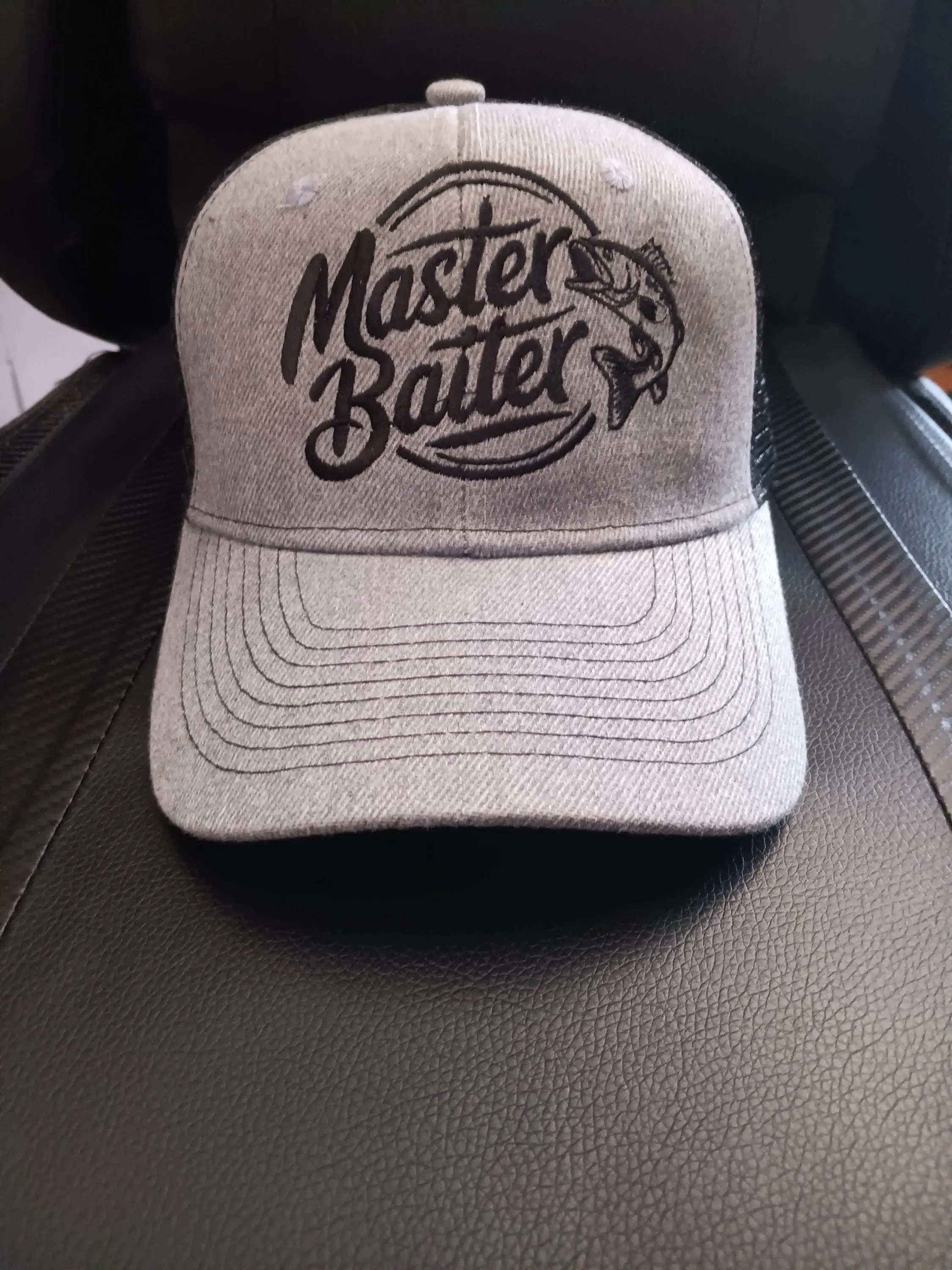 Unisex Fastback Fishing Hat with Humor Master Baiter Graphic - Cool Casual Fashion Accessory, Humor Text, Clothes, Contact Us