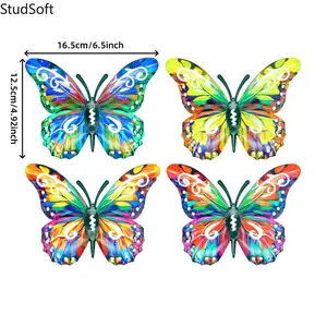 New 4-Piece Set: Colorful Metal Butterfly Wall Decor — Ideal for Garden, Courtyard, and Fence Decoration