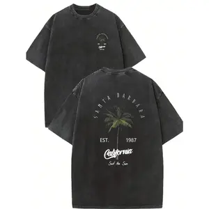 valentine shirts Men's Retro California Style Cotton T-Shirt-"Est.1989" Coconut Tree Design, Short Sleeves, Round Neck, Casual Summer Clothes, Machine Washable, Summer Casual Clothes |TiedyeT T-Shirt Back Design, Retro T-Shirt.