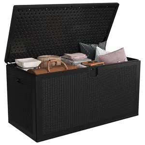 150 Gallon Extra Large Resin Deck Box - Waterproof Outdoor Storage Container with Lockable Lid & UV Protection - Heavy Duty Patio Box for Cushions, Garden Tools & Pool Toys