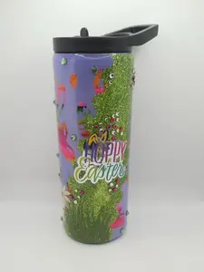 Hoppy Easter Purple/Green Tumbler - 25 oz - Swap Lid - *Ready to Ship* Bottle Cup Drinkware Steel