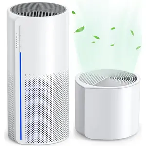 2 IN 1 Air Purifier with Humidifier Combo, 3-Stage Filters for   Pets Hair  Odors, Evaporative Humidifier, Auto Shut Off, Quiet Air Cleaner with Seven Color Light,White
