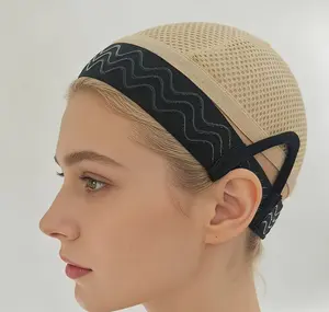 Wig Cap with Elastic Band & Non-Slip Ear Strap – C-Shaped Ear Hook Headband Wig Grip for Lace Front Wigs, Cosplay & Daily Wear, Ear-Mounted Hairpiece for Threading-Free Hairstyles,Breathable Hair System Accessories for Men & Women