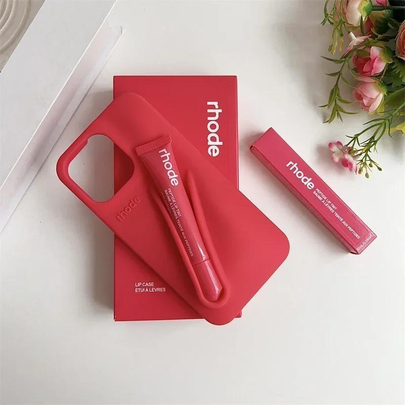 Portable Lipstick Phone Silicone Case, Fits iPhone 17/11/12/13/14/15/16 Pro Max Plus, Soft Shell Lollipop Design, Protective Cover