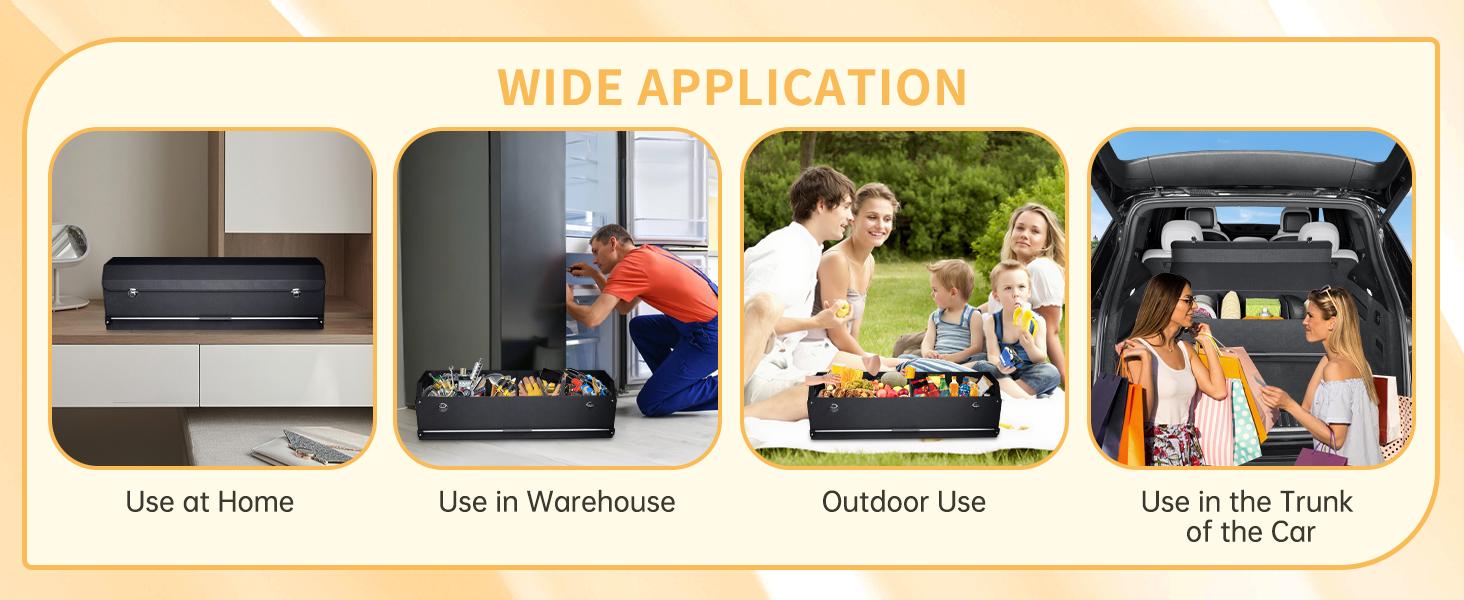 Trunk Organizer for SUV, Collapsible Leather Trunk Organizer for Car with Lid Car Storage for Sedans, Truck, Van, Jeep (Black, 37 x 11.4 x 12.2in)