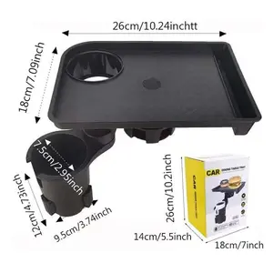 Multifunctional Car Tray Cup Holder Organizer, Adjustable Console Storage Rack with Phone Slot and Snack Plate, Durable Material