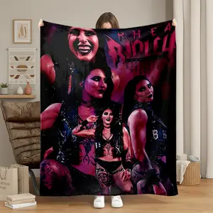1pc Rhea Ripley WWE Superstar Gothic Design Super Soft Flannel Blanket, Cozy Warm Throw for Sofa, Bed, Office, Car, Travel, Camping, Picnic, Pet, TV Watching, All Season Use, Great Fan Gift