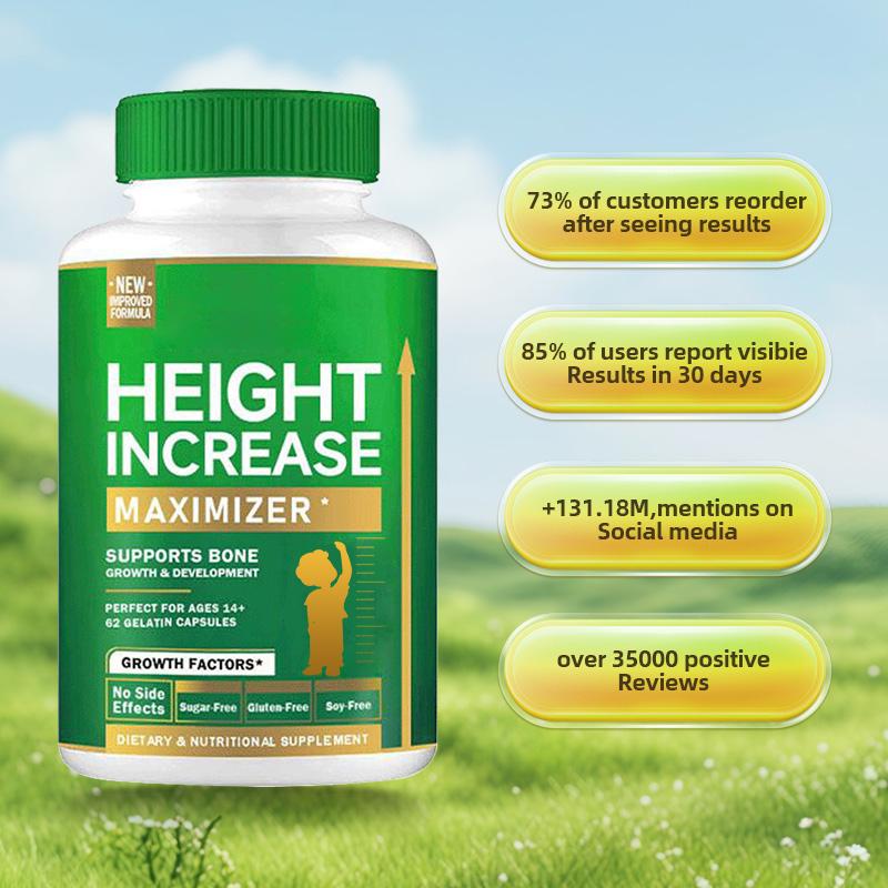2 Bottles Growth Capsules to Grow Taller - Height Increase Maximizer with Calcium for Bone Strength -Natural Get Taller Supplement - Dietary Edible Healthcare Fitness --