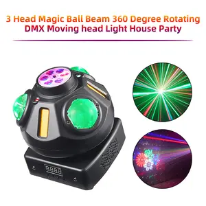 Areyourshop 3 Head Magic Ball Beam 360 Degree Rotating DMX Moving head Light House Party