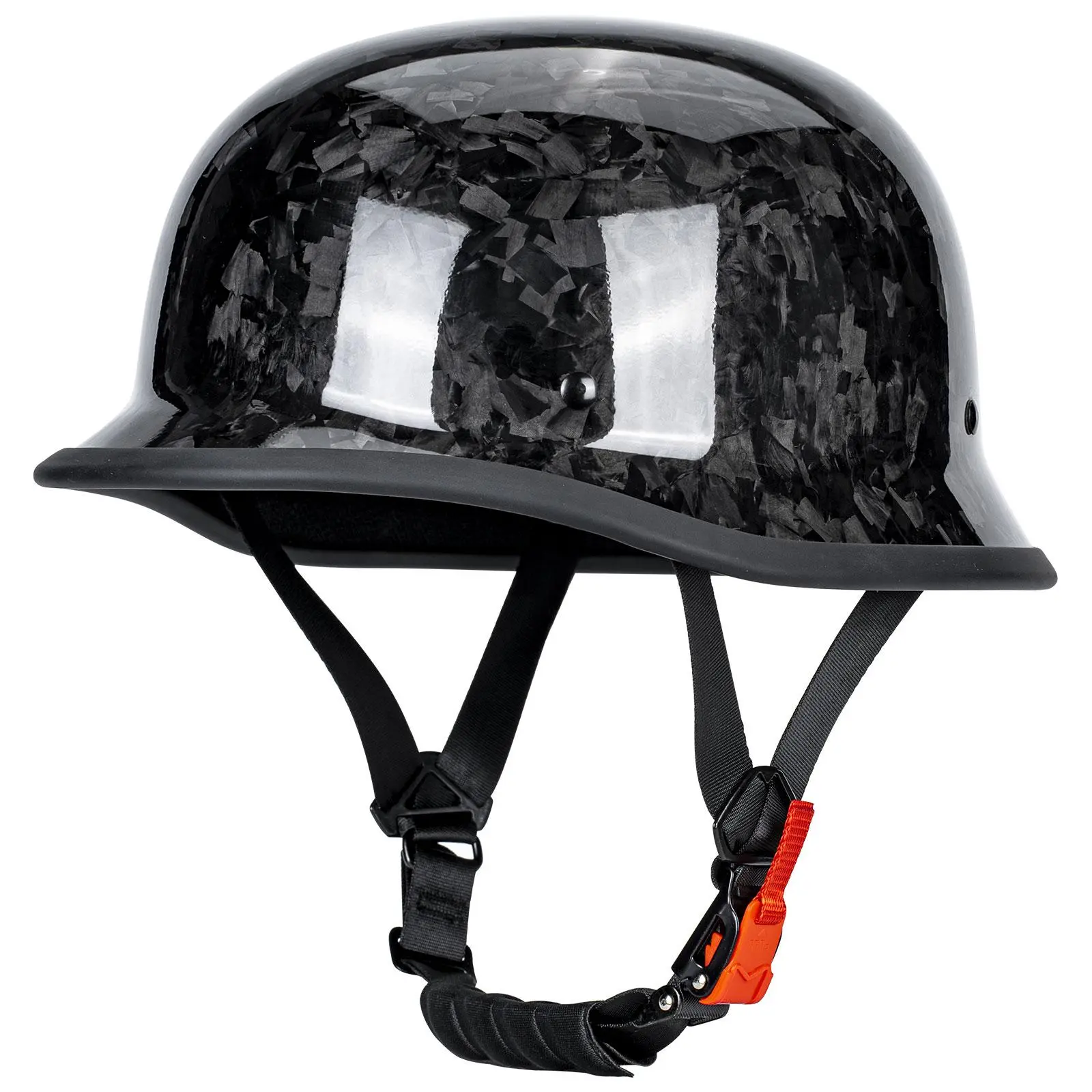 KAESE Forged Carbon Fiber Motorcycle Half Helmet - DOT Safety Certified, Ultra-Light, Retro German Style Open Face Lid, Adjustable Airflow, Dial-Fit, for Cruiser, Scooter, with Complimentary Premium Neck Gaiter, 1 X Kaese Forged Carbon Fiber Half Helmet