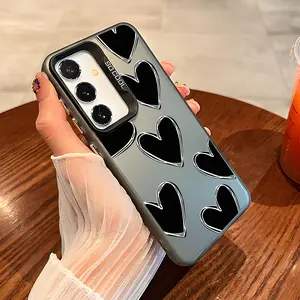 Luxury Love Heart Pattern Phone Case with Hard Back & Soft Edge Drop Protection Cover for iPhone 17 Pro Max Phone Case 17 Air 16 E 15 Plus 14 13 12 11 X XS XR 7 8 Plus Samsung Galaxy S21 22 23 24 25 ULTRA FE Plus
