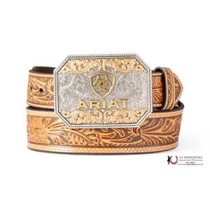 ARIAT FLORAL TAN EMBOSSED BUCKLE - ACCESSORIES BELT MEN - A1042208
