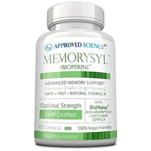 Approved Science Memorysyl – Advanced Memory & Focus Support with Lion’s Mane, Bacopa, Vitamin B-Sci™, Alpha-GPC & BioPerine® – Boosts Cognitive Function, Neuroplasticity & Mental Clarity – 60 Vegan Capsules – Made in USA