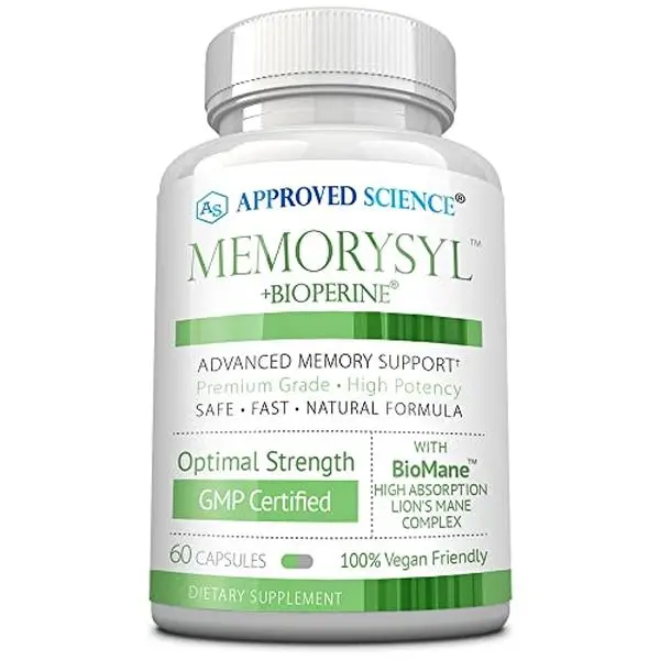Approved Science Memorysyl – Advanced Memory & Focus Support with Lion’s Mane, Bacopa, Vitamin B-Sci™, Alpha-GPC & BioPerine® – Boosts Cognitive Function, Neuroplasticity & Mental Clarity – 60 Vegan Capsules – Made in USA