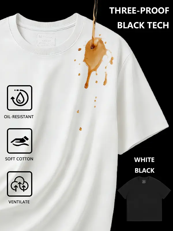 Men's T-shirt Summer Round Neck Three proof Short sleeved Top 100% Cotton T-shirt - Soft, Skin friendly, Comfortable, Versatile, Solid Color, Casual, Washable Cotton Sports Shirt