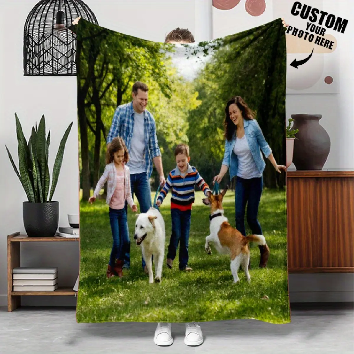 1 Custom photo blanket - Upload your pictures as you like! Soft flannel blanket - Birthday, anniversary, housewarming gifts - Exclusive for families, couples, and pets - Four-season comfortable collection, personalized photo gifts