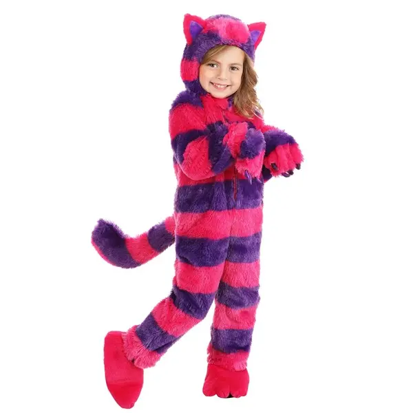 HalloweenCostumes Toddler Curious Cheshire Cat Costume, Polyester Jumpsuit with Foam Details, Elastic Band Closure, Zip Fastening