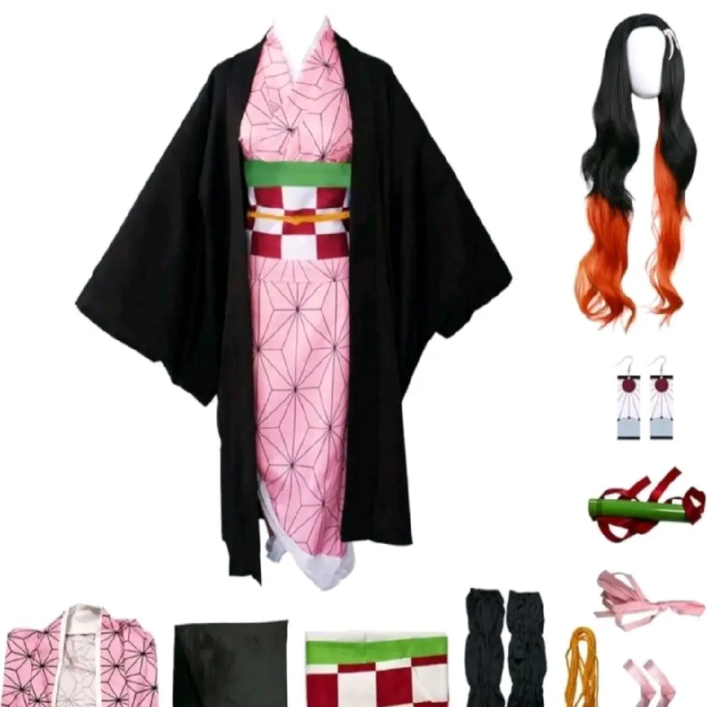 Womens Cosplay Costume Anime Kamado Tsuyuri Shinobu Mitsuri Cosplay Kimono