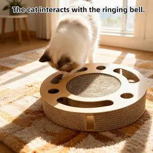 Scratching Pad Ball Track Cat Toy for Indoor Cats,Round Busy Box Scratcher with Bell Ball