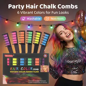Temporary Hair Color Comb, Washable Hair Chalk, Quick-Dry Instant Highlight for Party Festival Cosplay Hair Styling