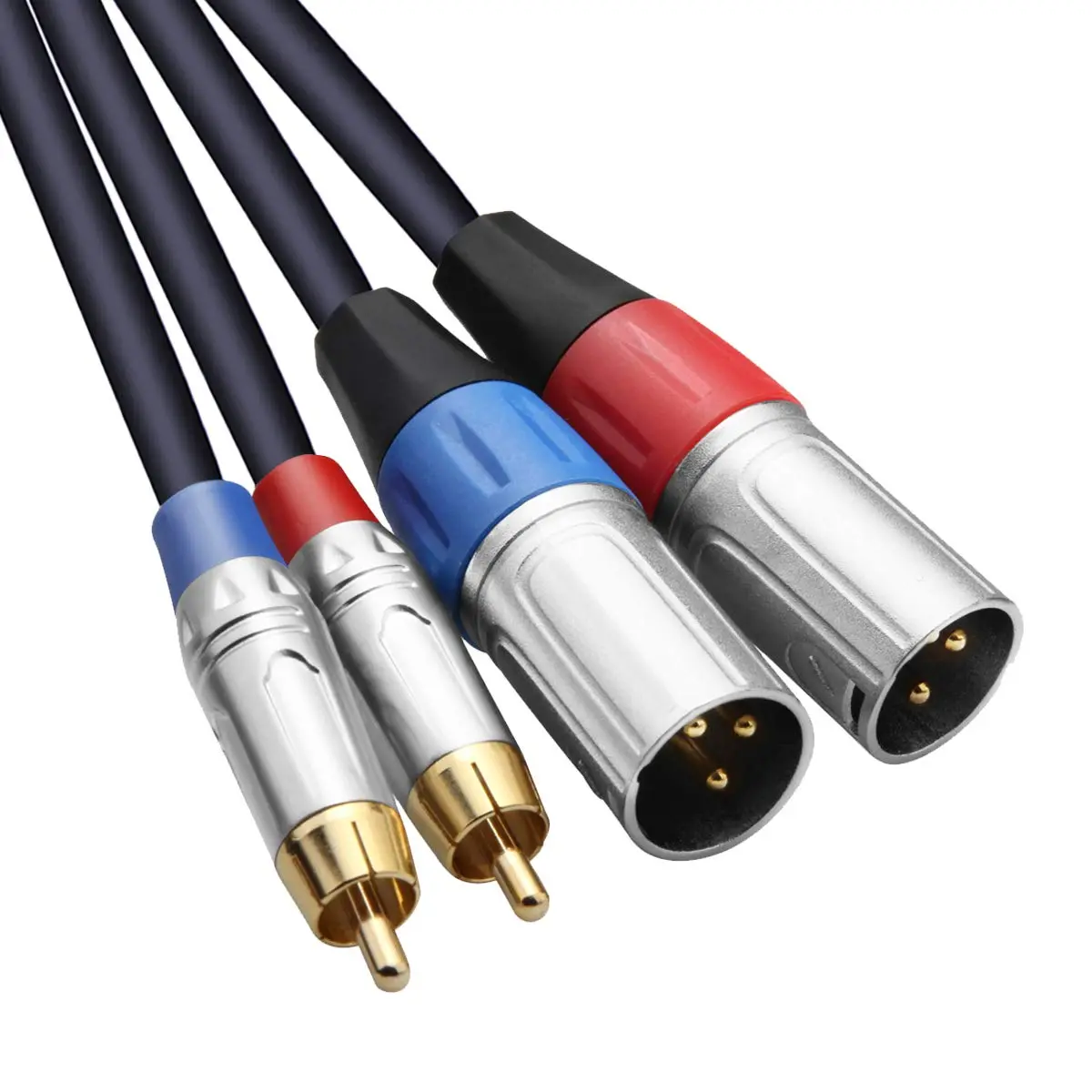 Dual RCA to XLR , 2 RCA to 2 XLR Male HiFi Stereo Audio Connection Microphone  Wire Cord Path  - 3.3