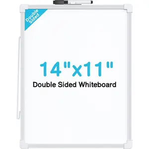 Small Dry Erase Board, 14"x11" Double Sided Hanging Whiteboard for Wall, Mini White Board with a Black Dry Erase Marker, Portable Whiteboard for Planning Learning Writing Drawing Memo