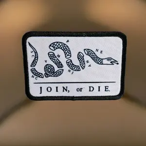 Join or Die American Revolutionary War Patch 2x3 Inch with Hook and Loop Backing for Easy Attachment and Secure Hold