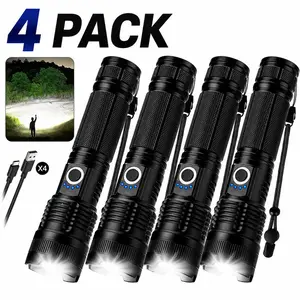 2/4 Pack Rechargeable Flashlights High Lumens - 5,000 LM Super Bright Adjustable LED Flashlight, Waterproof with 5 Modes - Ideal for Camping, Hiking & Outdoor Adventures