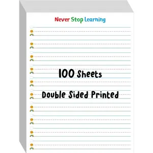 100 Sheets Ruled Writing Paper Double-Sided Printing Skip-A-Line with Dotted Lines 1” Line Spacing Handwriting Practice Paper for Kindergarten Toddlers Kids (8” x 10.6”)