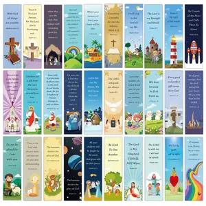 30pcs Colorful Christian-Themed Bookmarks with Bible Verses - Cartoon Paper Reading Bookmark, Inspirational Page Markers for Books, Church Supplies, and Crafts, Scripture Bookmarks for Reading, Religious Gifts