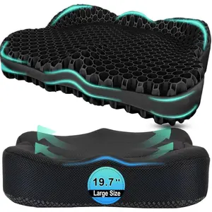 19.7in Thicken Gel Seat Cushion for Long Sitting-For Office Chair, Wheelchair, Car. Large Cooling Pad for Back Pain, Sciatica, Tailbone Pain Relief