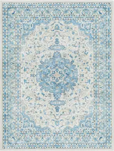 Farai Silver Blue Medallion Area Rug
