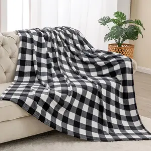 Fleece Throw Blanket foR Couch Sofa Bed, Buffalo Plaid DecoR Black and White Checkered Blanket, Cozy Fuzzy Soft Lightweight Warm Blankets foR Al