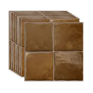 20pcs 3D Crystal Texture Self-Adhesive Wall Tiles Stickers, PU Waterproof peel and stick backsplash Anti-Mold Fireproof Decorative Wallpaper for Kitchen Bathroom Living Room Dining Room