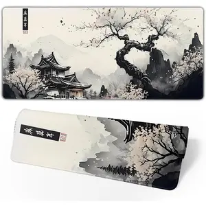 Japanese Mouse Pad, Large Japanese Desk Mat, XL Anime Gaming Keyboard Mat, Non-Slip Rubber Base, Big Extended Desk Protector for Home Office, 24”x14”