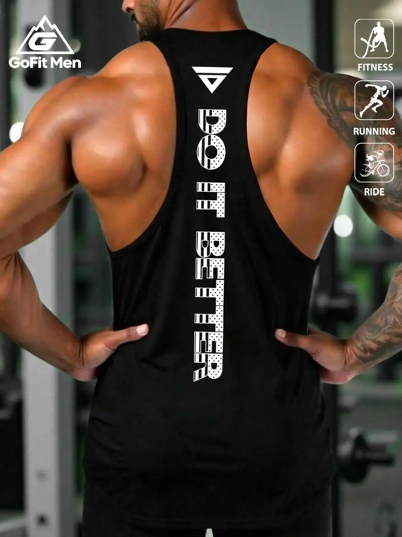 Men's 'do It Better' Graphic Print Tank Top, Soft Breathable Fabric, Fitted H-Type, Streetwear, Gym Training, Daily Wear