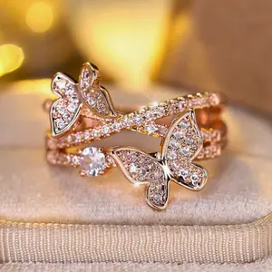 Vanel 1 PC Luxury Cubic Zirconia Butterfly Engagement Ring – Perfect Gift for Her