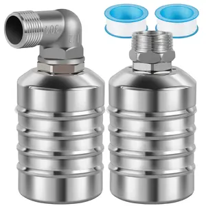 2Pcs 304 Stainless Steel Water Level Control Float Valve - Mini Floating Ball Valve, Auto Shut Off, Easy to Install, Safe for Upper/Side Water Intakes